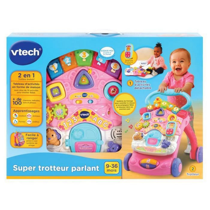 Mașină-Premergător Vtech Super Trotteur Parlant 2 En 1 Rose Roz