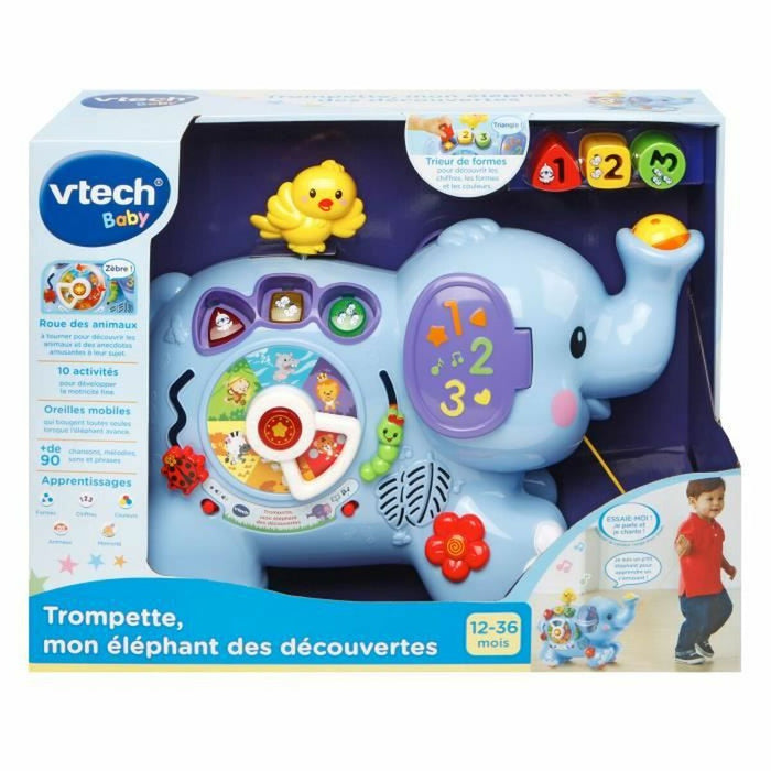 Jucărie interactivă pentru bebeluși Vtech Baby Trumpet, My Elephant of Discoveries
