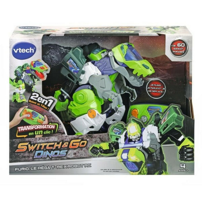 Robot Vtech Switch&Go Dinos Verde Dinozaur 2 în 1 Control radio