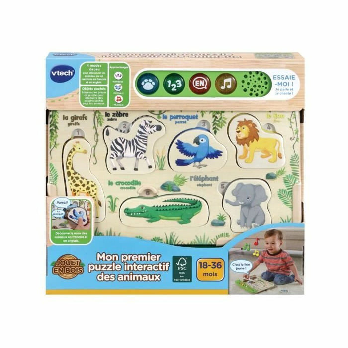Jucărie interactivă Vtech Baby Puzzle Lemn animale