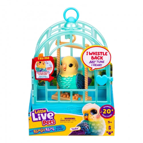 Pasăre interactivă Moose Little Live Pets My Really Real Bird & Cage Indie, peste 20 de reacții sonore, 5+ ani