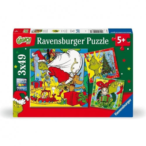 Puzzle Ravensburger Grinch Merry Grinchmas, 3 x 49 piese, 5+ ani