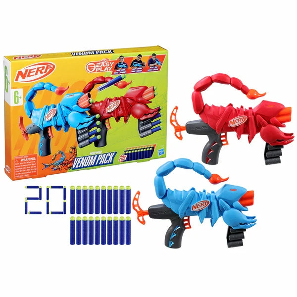 Set 2 lansatoare Hasbro Nerf Wild Venom, 20 de săgeți, 6+ ani