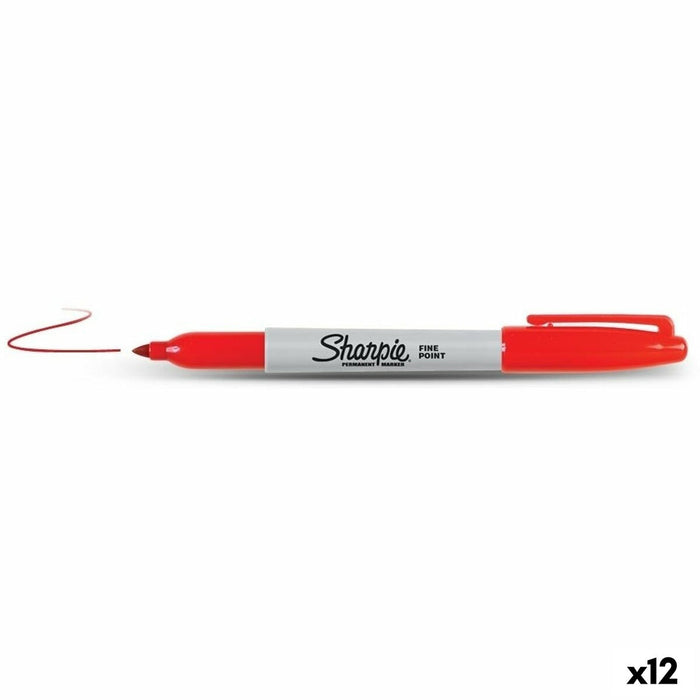 Marker permanent Sharpie Fine Point Roșu (12 Unități)