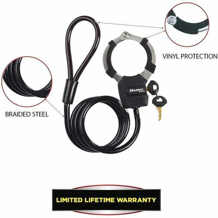 Cablu cu lacăt Master Lock Negru