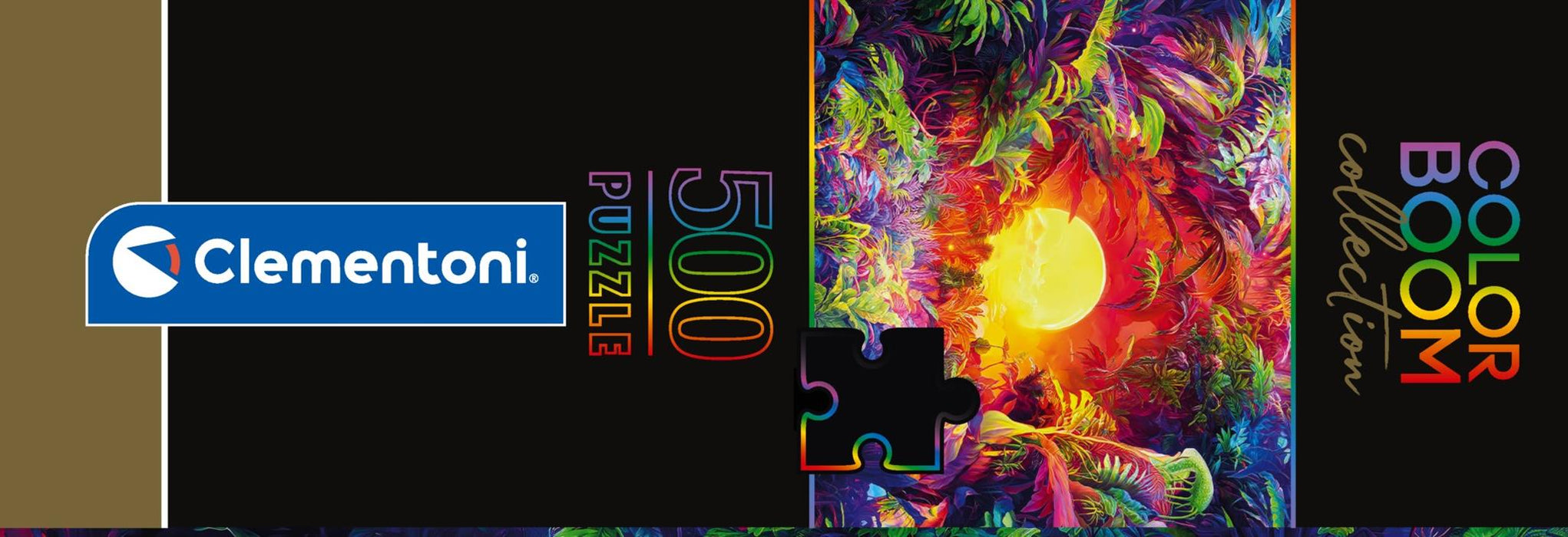 Puzzle Clementoni, colecția Colorboom, Psychedelic Jungle Sunrise, 500 piese, 36 × 49 cm