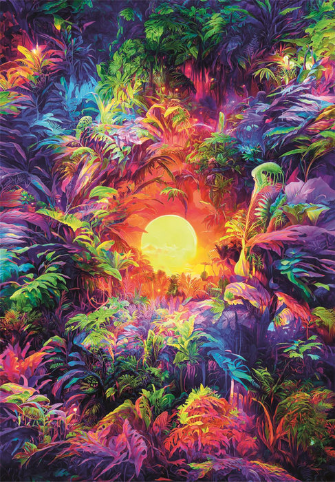 Puzzle Clementoni, colecția Colorboom, Psychedelic Jungle Sunrise, 500 piese, 36 × 49 cm