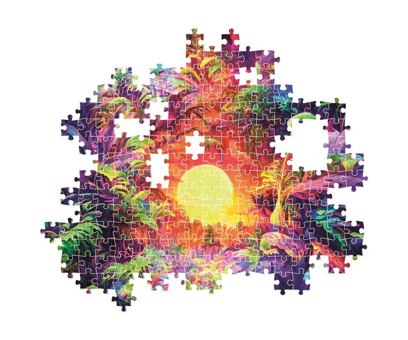 Puzzle Clementoni, colecția Colorboom, Psychedelic Jungle Sunrise, 500 piese, 36 × 49 cm