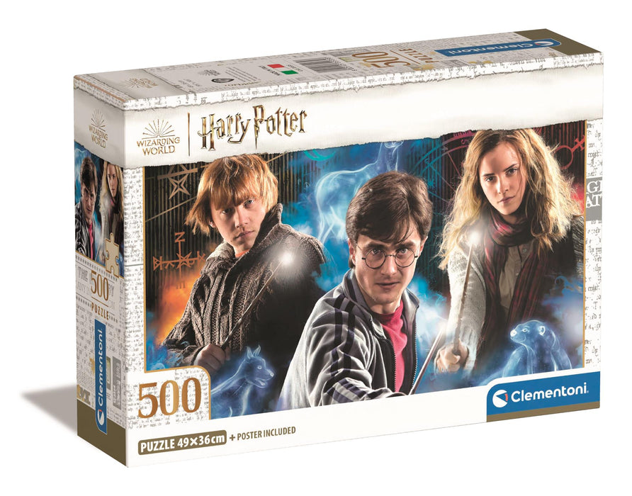 Puzzle Clementoni, colecția Compact Harry Potter, Harry, Ron și Hermione, 500 piese, 49 x 36 cm