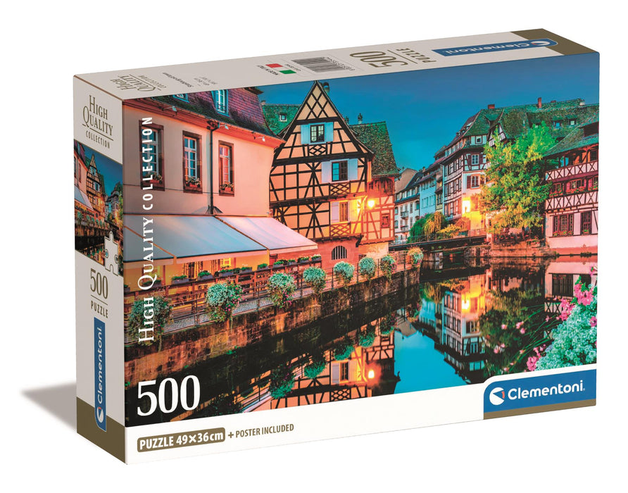 Puzzle Clementoni, colecția Compact, Strasbourg Old Town, 500 piese, 49 × 36 cm
