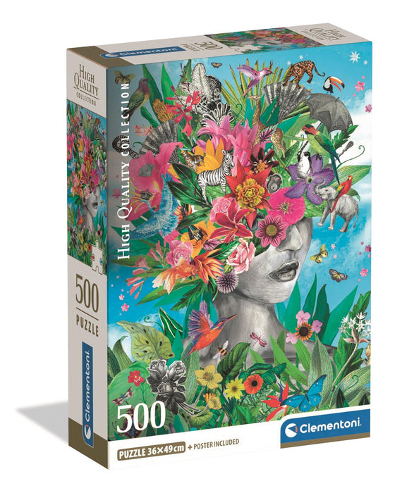 Puzzle Clementoni Compact, Head in the Jungle, 500 piese, 36 × 49 cm
