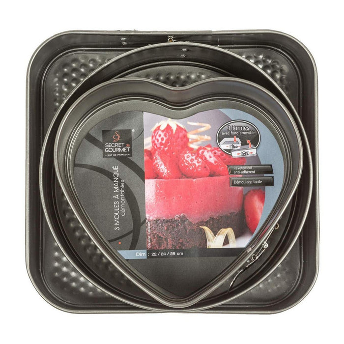 Set de forme de copt detașabile Secret de Gourmet Negru Aluminiu 3 Piese