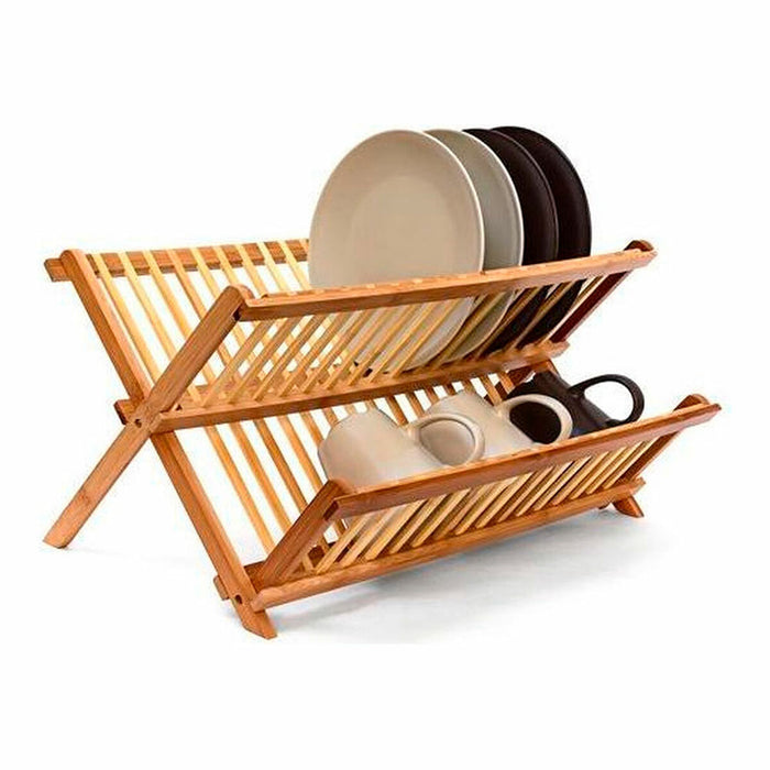 Scurgător de Vase pentru Chiuvetă 5five Pliabil Natural Bambus (42 x 33,5 x 25,5 cm)