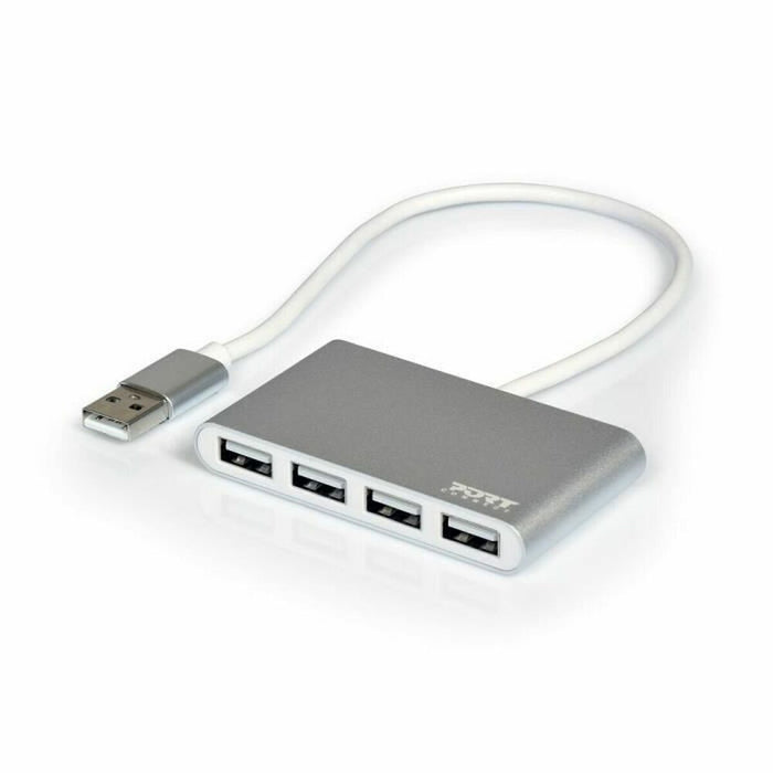 Hub USB 4 Porturi Port Designs 900120 Argintiu Alb/Gri