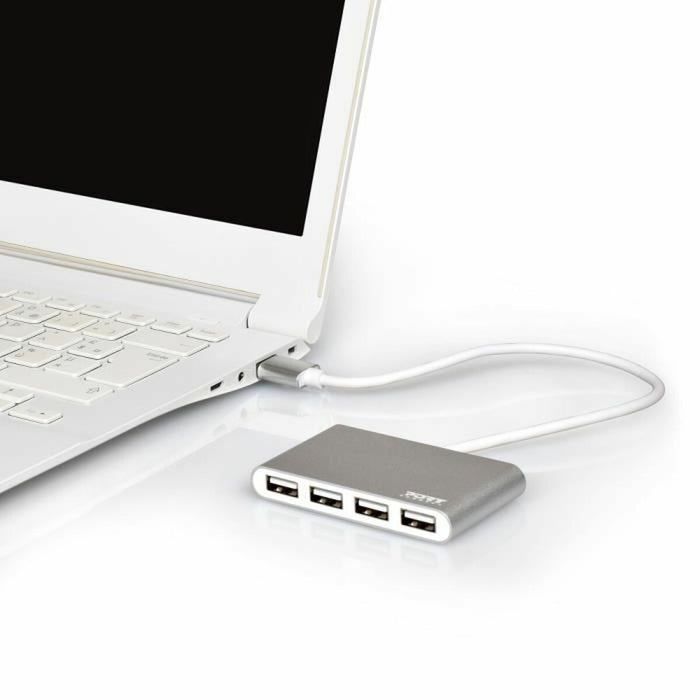 Hub USB 4 Porturi Port Designs 900120 Argintiu Alb/Gri