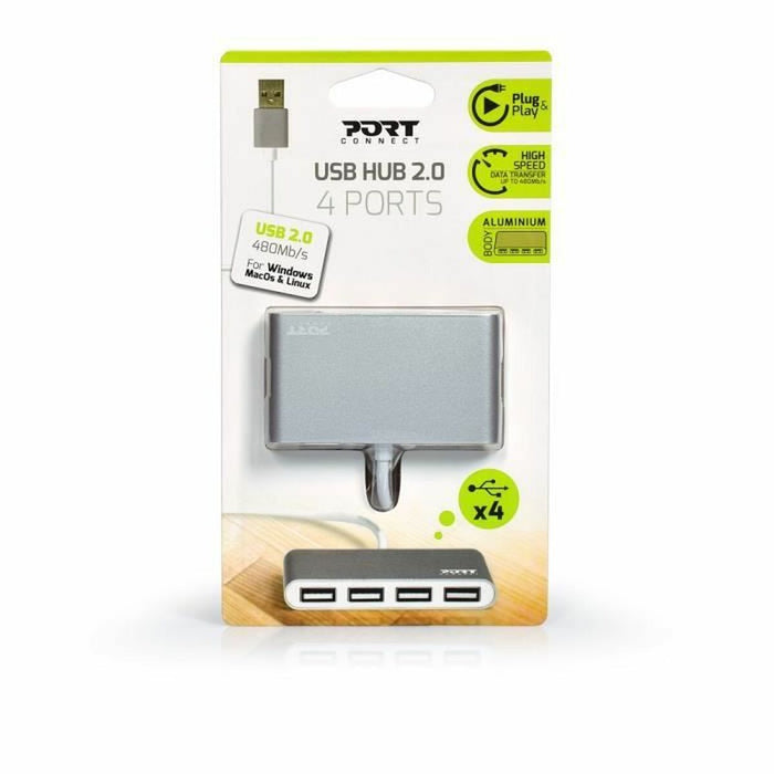 Hub USB 4 Porturi Port Designs 900120 Argintiu Alb/Gri
