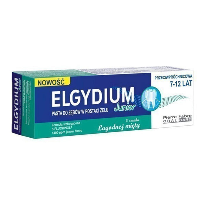Pastă de dinți Elgydium Junior, cu Fluorinol, pentru copii 7–12 ani, aromă de mentă delicată, 50 ml