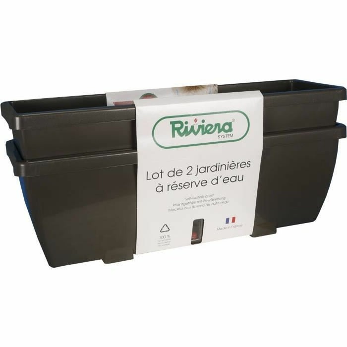 Ghiveci Riss RIV3580796587765 Gri Rășină Dreptunghiular (2 Unități)