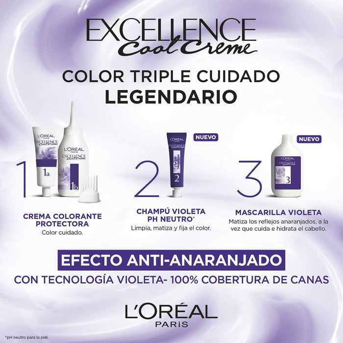 Colorare Permanentă Cremă L'Oreal Make Up Excellence Cool Creme Intensă Blond Cenușă 7,11