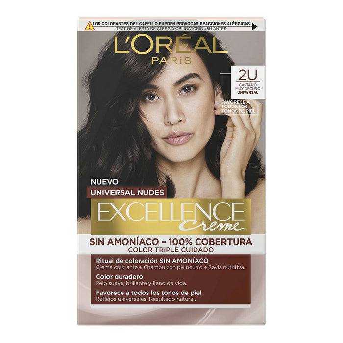 Vopsea Fără Amoniac L'Oreal Make Up Excellence 2u-darkest brunette
