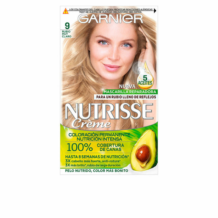 Colorare Permanentă Cremă Garnier Nutrisse Nº 9.0-rubio muy claro (3 Unități)