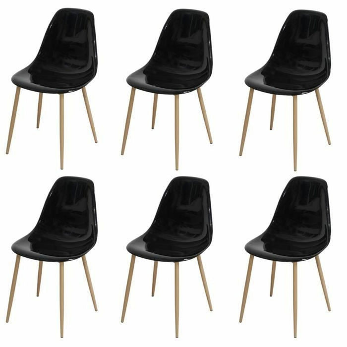 Scaun de Sufragerie Clody 6 Unități Negru 47 x 54 x 84 cm