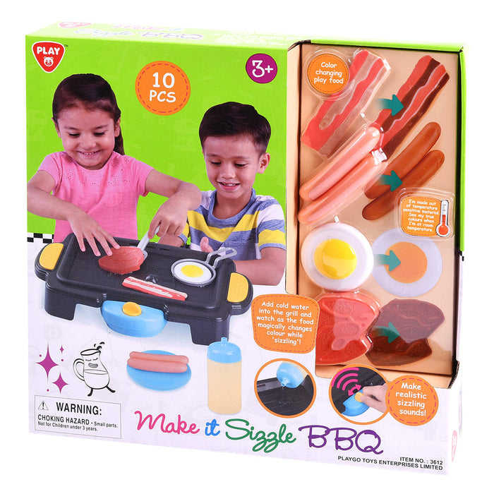 Set de joacă PlayGo Make It Sizzle BBQ, grătar cu sunete și 10 accesorii, 3+ ani