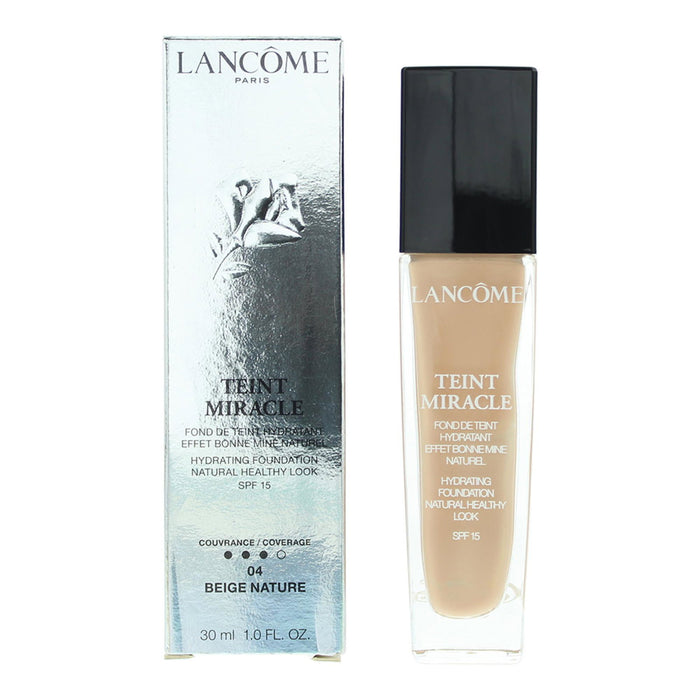 Fond de ten lichid Lancome Teint Miracle, acoperire naturală, nuanța 04 Beige Nature, SPF 15, 30 ml