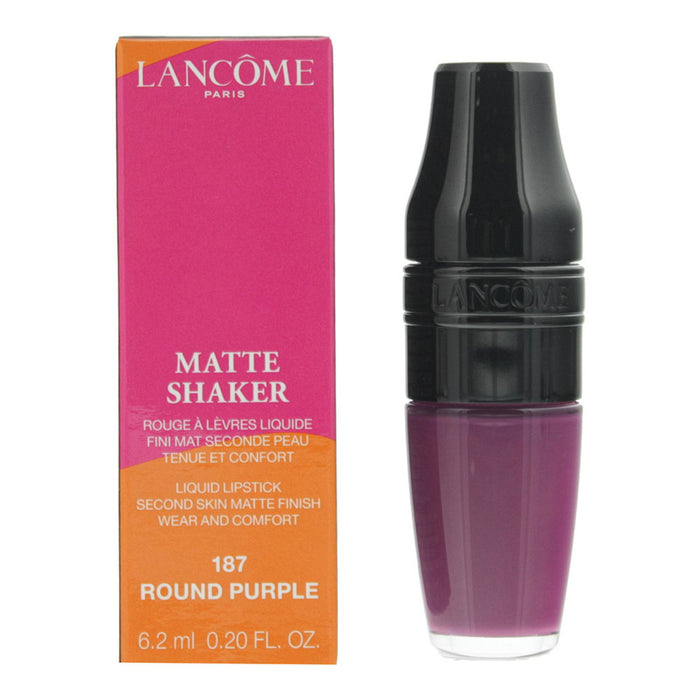 Ruj lichid mat Lancome Matte Shaker, nuanța 187 Round Purple, 6.2 ml
