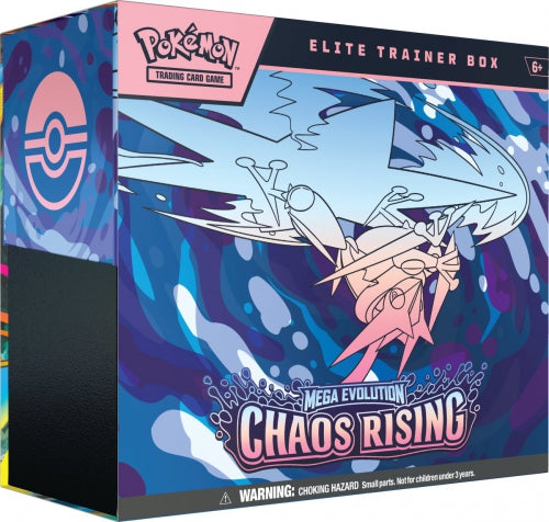 Cutie pentru jocul de cărți Pokemon, TCG Mega Evolution Chaos Rising Elite Trainer Box, 6+ ani