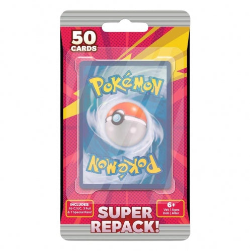 Pachet de cărți de colecție Saivix Pokémon TCG Super Repack, 50 de cărți, 6+ ani
