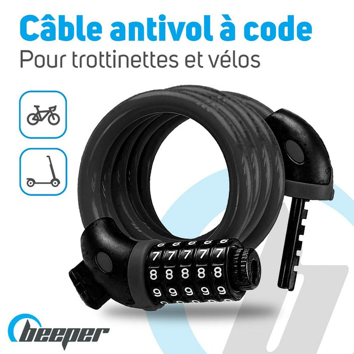 Cablu cu lacăt Beeper ME129-12 Negru