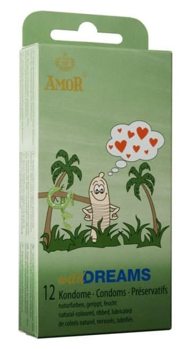 Prezervative, Amor Wild Dreams, striate și lubrifiate, 12 buc