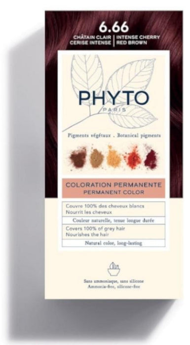 Vopsea permanentă de păr Phyto Color, nuanța 6.66 Intense Cherry Red Brown, 50 ml