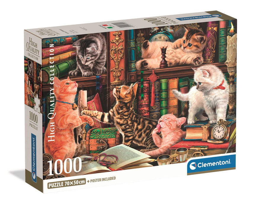 Puzzle Clementoni Compact, Curious Whiskers (Pisici), 1.000 de piese
