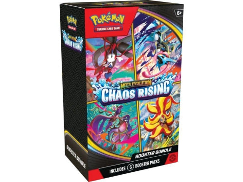 Set de pachete de cărți de colecție Pokemon TCG Mega Evolution Chaos Rising, 6 pachete, 6+ ani