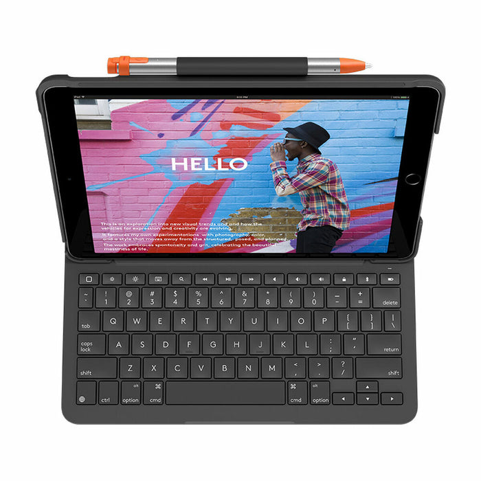 Husă pentru Tabletă și Tastatură Logitech iPad 2020 | iPad 2019 | iPad 2021 Gri Qwerty Spaniolă QWERTY