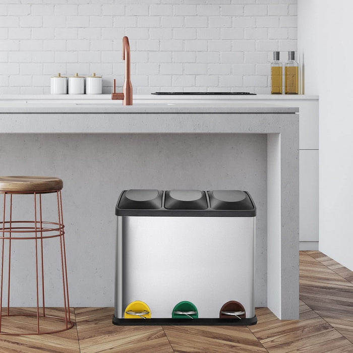 Găleată de gunoi pentru reciclare Kitchen Move Zoe Cu pedală Oțel inoxidabil Metal/Plastic 45 L