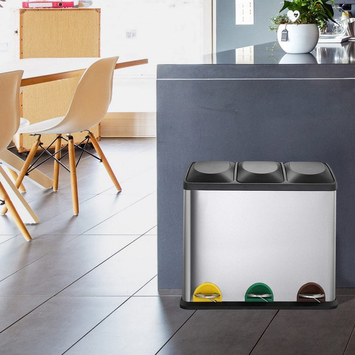 Găleată de gunoi pentru reciclare Kitchen Move Zoe Cu pedală Oțel inoxidabil Metal/Plastic 45 L