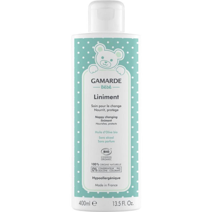 Loțiune pentru schimbarea scutecelor Gamarde Baby Liniment, hrănitoare și protectoare, fără parfum, 400 ml