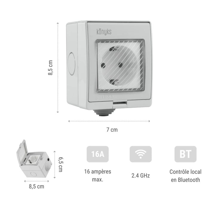Priză Inteligentă Konyks Pluviose Easy Wi-Fi Bluetooth Exterior 90 - 250 V 16 A