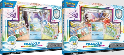 Set de cărți de joc Pokemon TCG Quaxly Paldea Collection, Miraidon ex/Koraidon ex, diverse modele