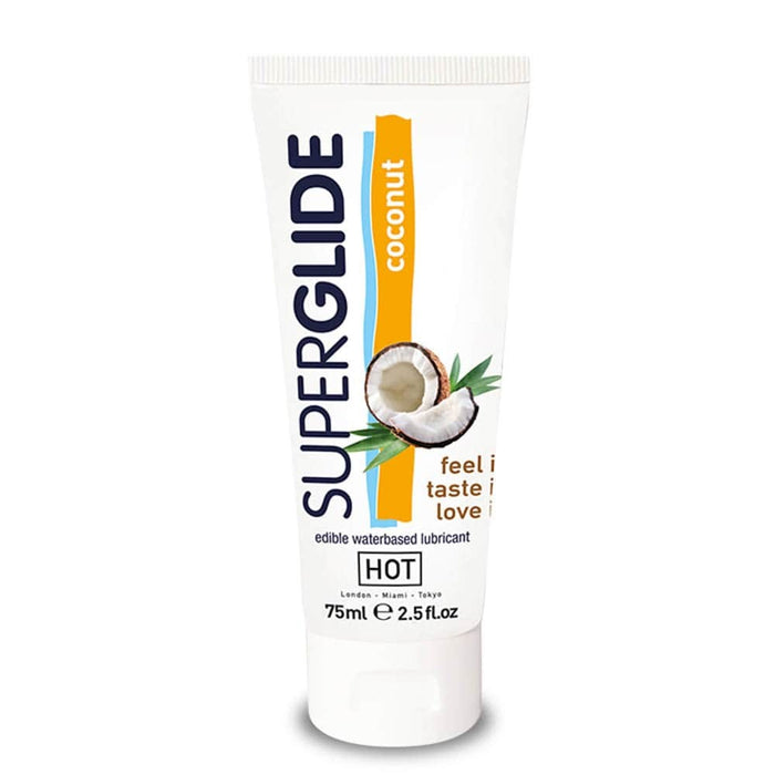 Lubrifiant pe bază de apă, Hot Superglide, aromă de cocos, 75 ml