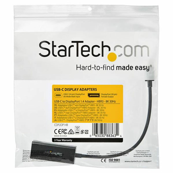 Adaptor USB C la DisplayPort Startech CDP2DP14B            Negru