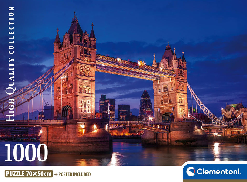 Puzzle Clementoni, colecția High Quality Collection, Tower Bridge at Night, 1000 piese, 70 × 50 cm
