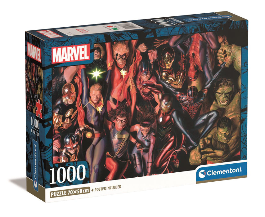 Puzzle Clementoni Marvel, colecția Compact, supereroi, 1000 piese, 70 x 50 cm