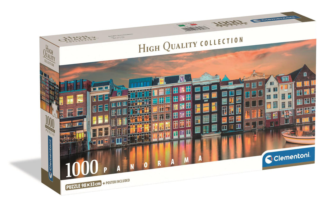 Puzzle Clementoni, colecția High Quality Collection, Bright Amsterdam, panoramic, 1000 piese, 98 × 33 cm