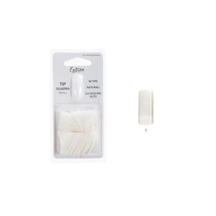 Tips unghii Estrosa, Natural Nail Tip + Step N°1 50 Pcs, alb