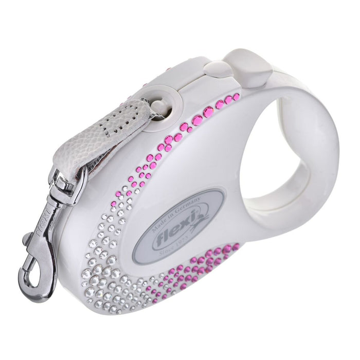 Lesă pentru câine Flexi Glam Composition with Swarovski crystals 3 m Alb S