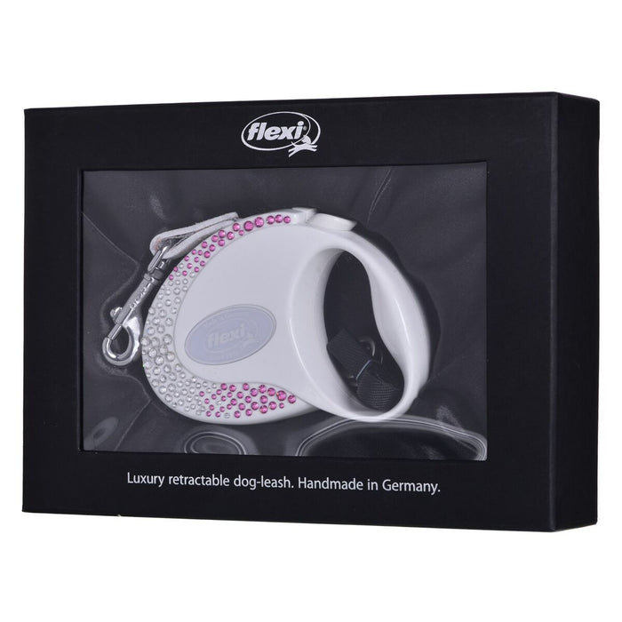 Lesă pentru câine Flexi Glam Composition with Swarovski crystals 3 m Alb S